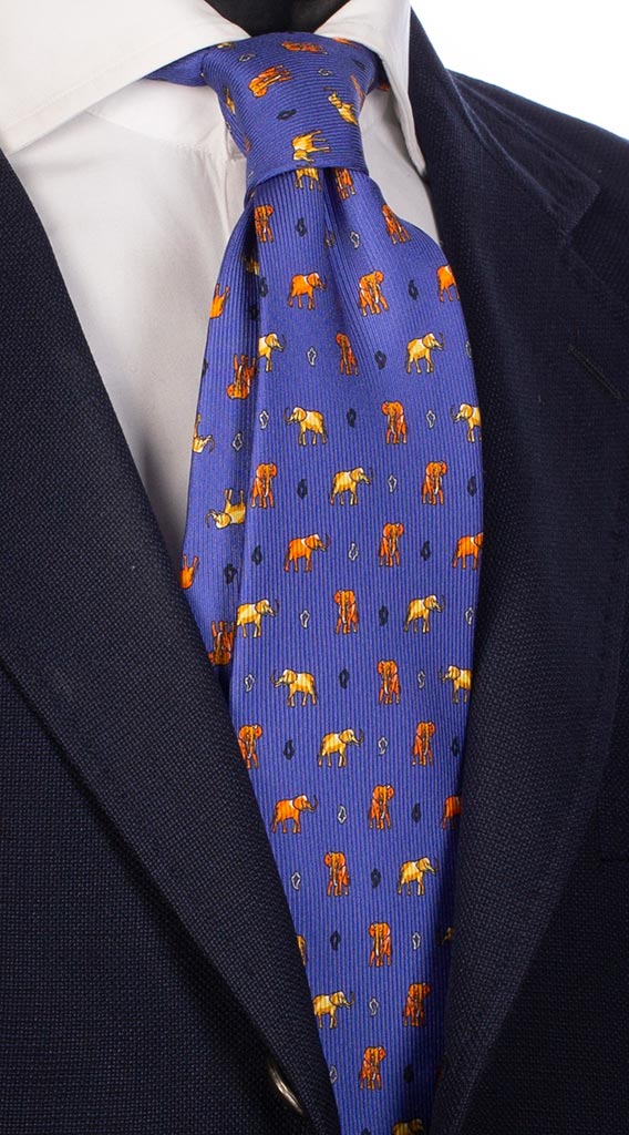 Cravatta Uomo Stampa di Seta Color Lavanda con Animali Made in Italy Graffeo Cravatte