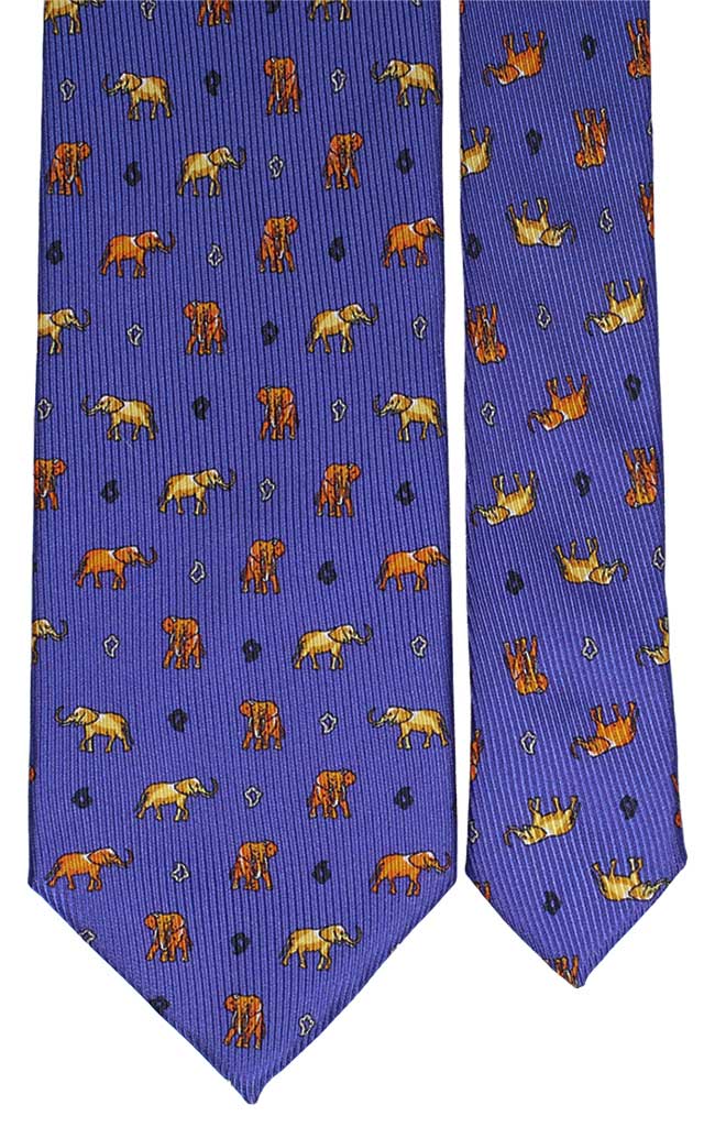 Cravatta Uomo Stampa di Seta Color Lavanda con Animali Made in Italy Graffeo Cravatte Pala