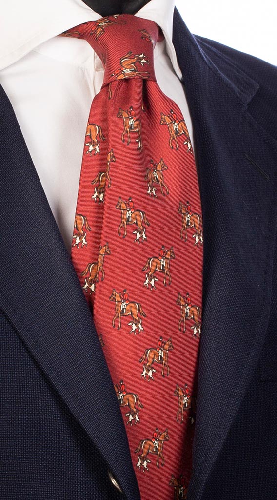 Cravatta Uomo Stampa di Seta Color Prugna con Animali Made in Italy Graffeo Cravatte