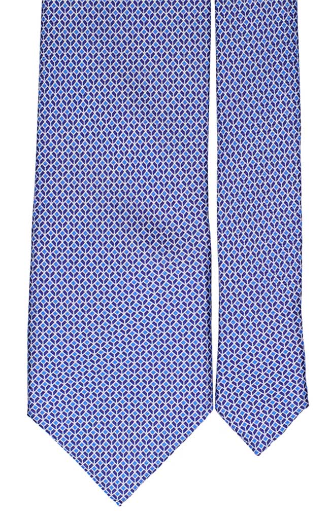 Cravatta Uomo Stampa di Seta Fantasia Bianca Blu Celeste Made in Italy Graffeo Cravatte Pala