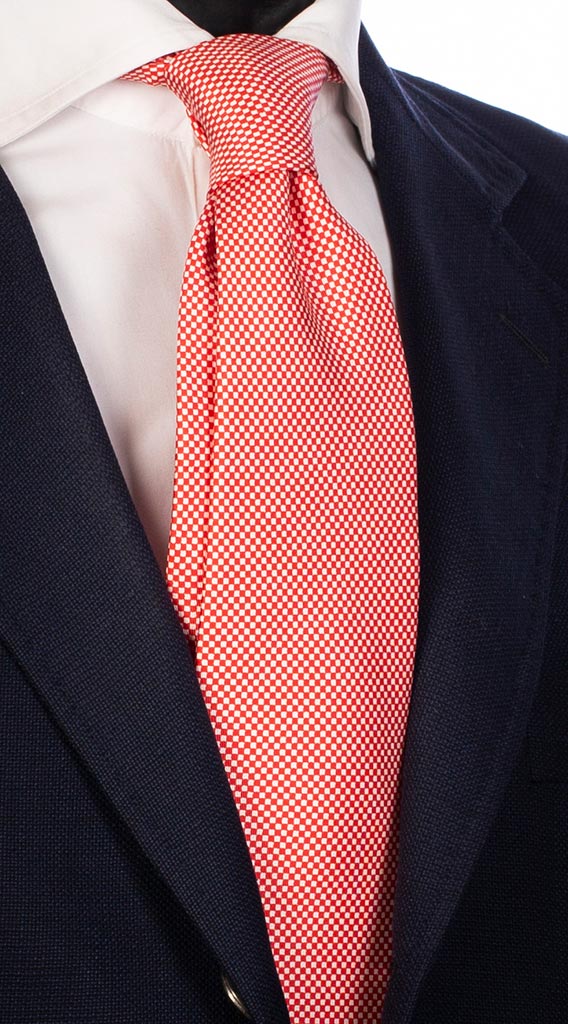 Cravatta Uomo Stampa di Seta Fantasia Rossa Bianca Made in Italy Graffeo Cravatte