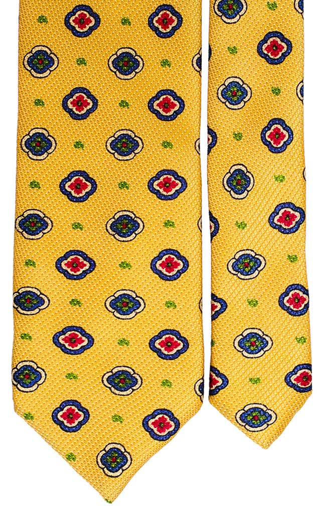 Cravatta Uomo Stampa di Seta Gialla Fantasia Verde Bluette Rossa Made in Italy Graffeo Cravatte Pala