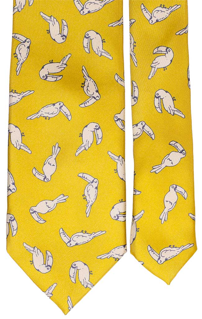 Cravatta Uomo Stampa di Seta Gialla con Animali Made in Italy Graffeo Cravatte Pala