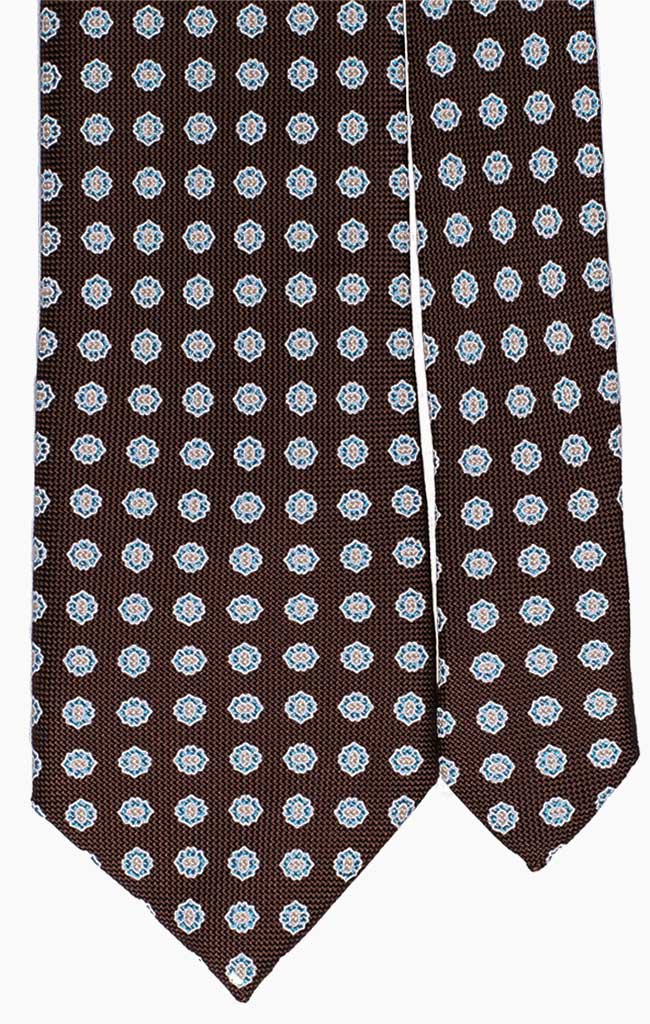 Cravatta Uomo Stampa di Seta Marrone Fantasia Bianca Grigia Celeste Made in Italy Graffeo Cravatte Pala
