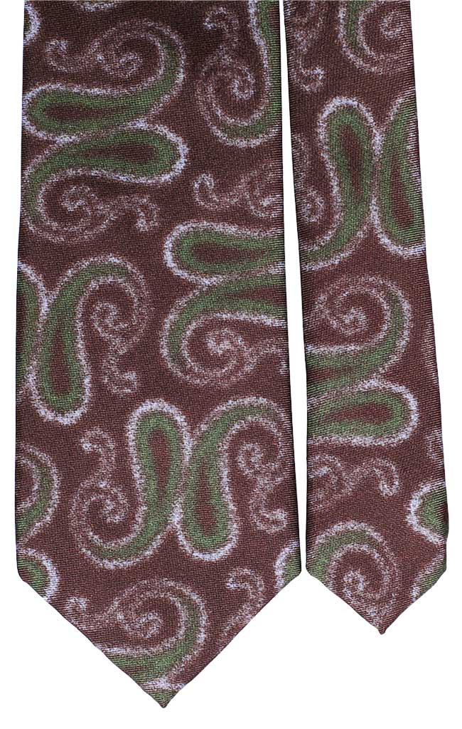 Cravatta Uomo Stampa di Seta Marrone Paisley Verde Celeste Made in Italy Graffeo Cravatte Pala
