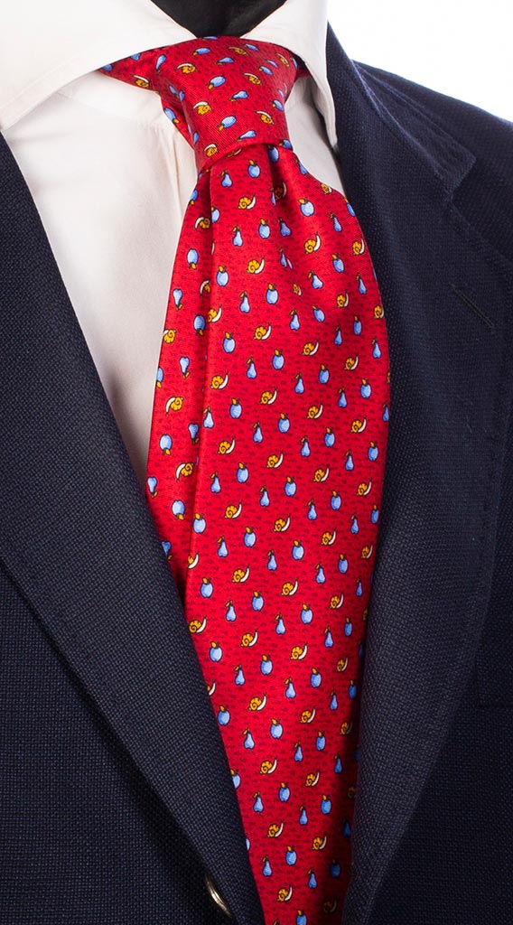 Cravatta Uomo Stampa di Seta Rossa con Animali Made in Italy Graffeo Cravatte