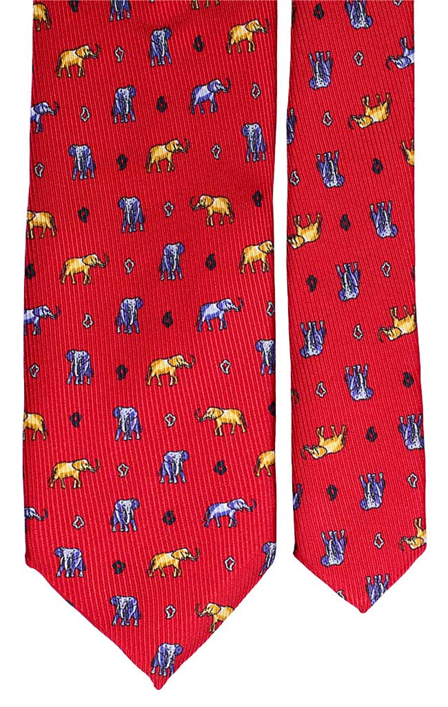 Cravatta Uomo Stampa di Seta Rossa con Animali Made in Italy Graffeo Cravatte Pala