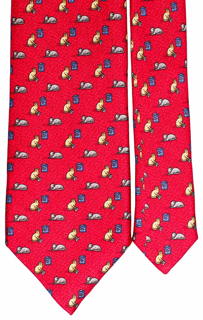 Cravatta Uomo Stampa di Seta Rossa con Animali Made in Italy Graffeo Cravatte Pala