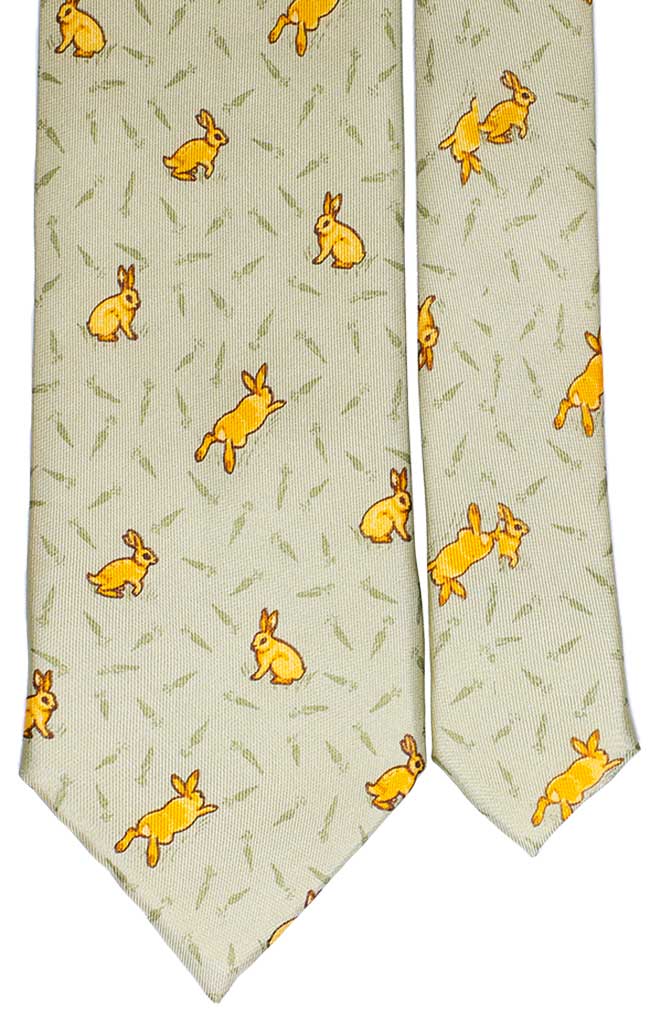 Cravatta Uomo Stampa di Seta Verde Chiaro con Animali Made in Italy Graffeo Cravatte Pala