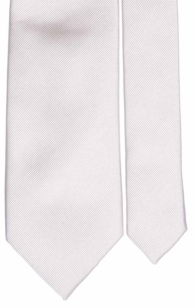 Cravatta Uomo per Cerimonia di Seta Bianco Crema Riga Tono su Tono Made in Italy Graffeo Cravatte Pala