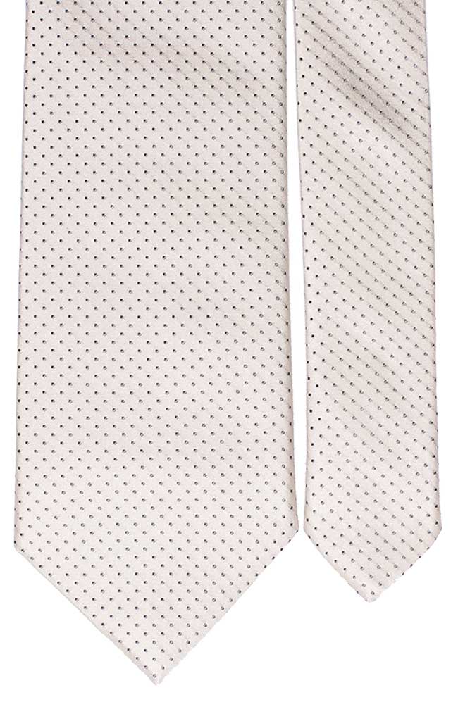 Cravatta Uomo per Cerimonia di Seta Bianco Perla Punto Spillo Grigio Made in Italy Graffeo Cravatte Pala