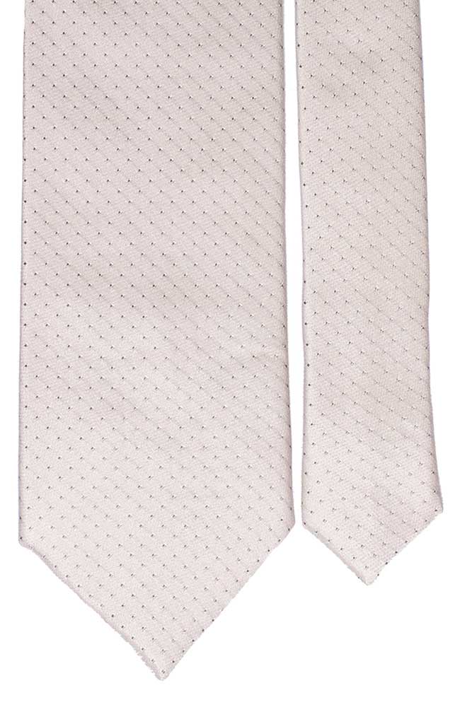 Cravatta Uomo per Cerimonia di Seta Bianco Perla Punto a Spillo Grigio Made in Italy Graffeo Cravatte Pala