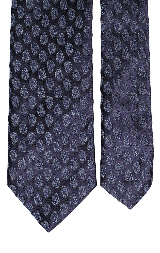 Cravatta Uomo per Cerimonia di Seta Blu Paisley Grigio Blu Made in Italy Graffeo Cravatte Pala