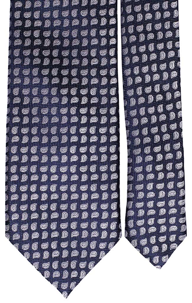Cravatta Uomo per Cerimonia di Seta Blu Paisley Grigio Made in Italy Graffeo Cravatte Pala