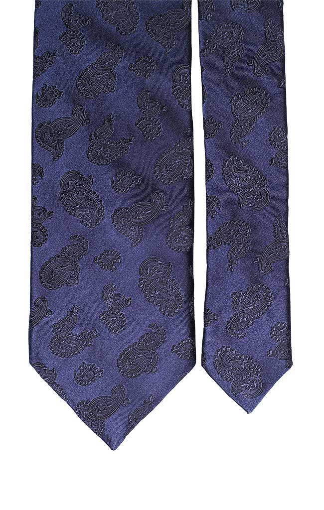 Cravatta Uomo per Cerimonia di Seta Blu Paisley Tono su Tono Made in Italy Graffeo Cravatte Pala