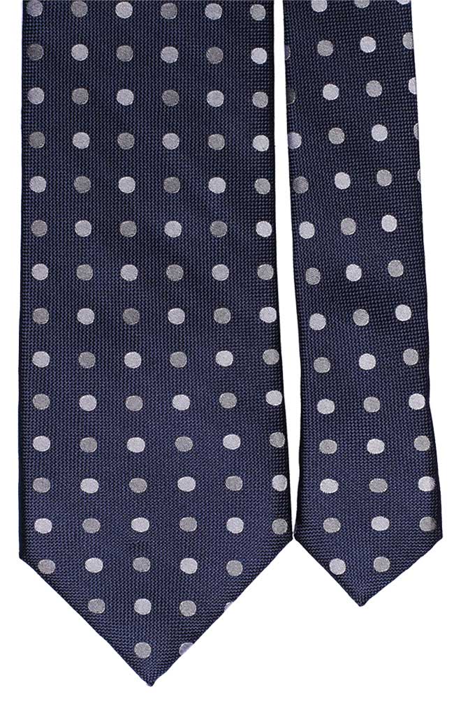 Cravatta Uomo per Cerimonia di Seta Blu con Pois Grigio Argento Grigio Scuro Made in Italy Graffeo Cravatte Pala
