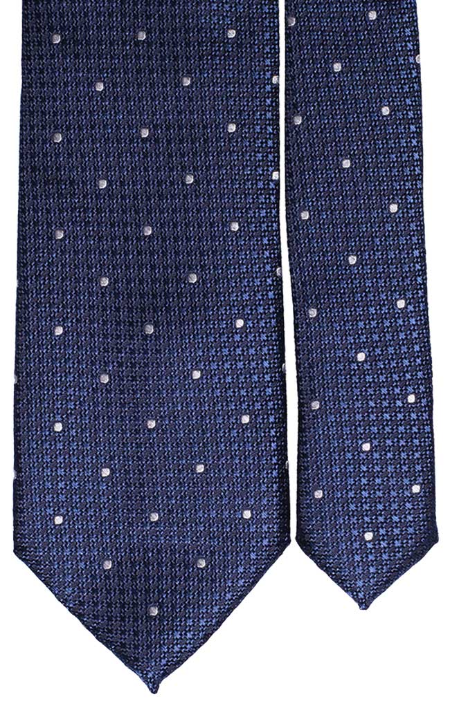 Cravatta Uomo per Cerimonia di Seta Bluette Pied de Poule Tono su Tono Pois Bianchi Made in Italy Graffeo Cravatte Pala