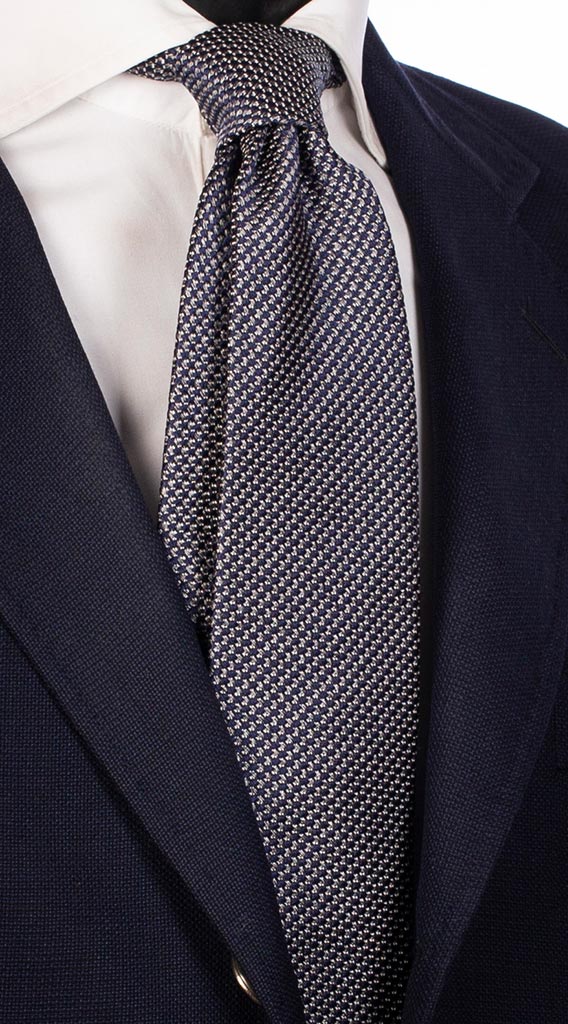 Cravatta Uomo per Cerimonia di Seta Fantasia Blu Grigio Made in Italy Graffeo Cravatte