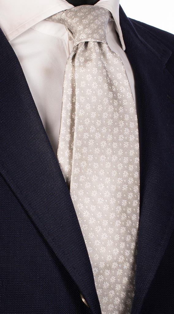 Cravatta Uomo per Cerimonia di Seta Grigia Fantasia Tono su Tono Made in Italy Graffeo Cravatte