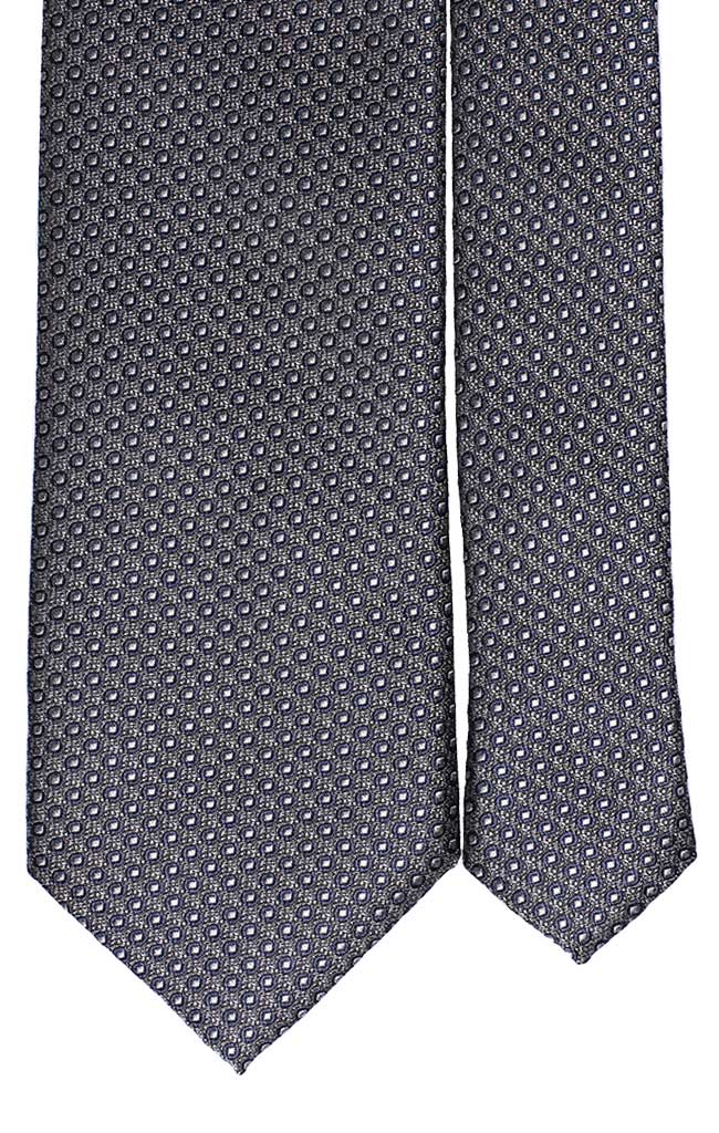 Cravatta Uomo per Cerimonia di Seta Grigia con Pois Blu Grigi Made in Italy Graffeo Cravatte Pala