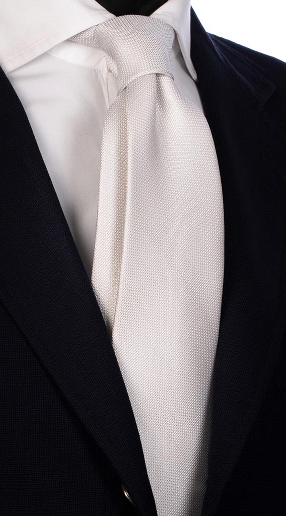Cravatta Uomo per Cerimonia di Seta Grigio Chiaro Tinta Unita Made in Italy Graffeo Cravatte