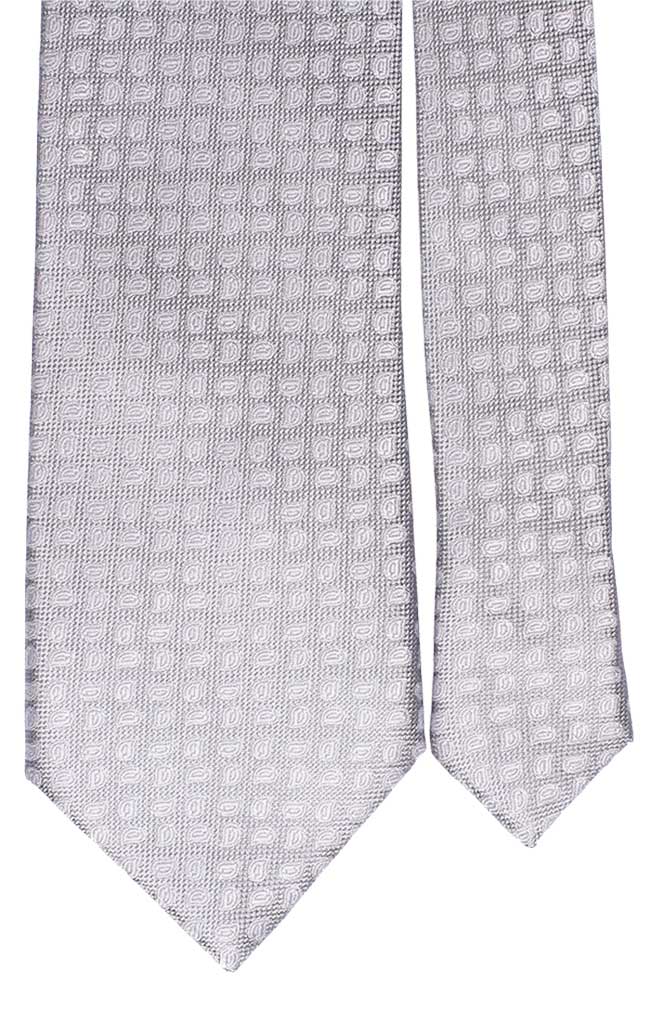 Cravatta Uomo per Cerimonia di Seta Grigio Paisley Tono su Tono Made in Italy Graffeo Cravatte Pala
