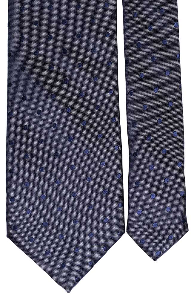 Cravatta Uomo per Cerimonia di Seta Grigio Scuro Pois Blu Made in Italy Graffeo Cravatte Pala