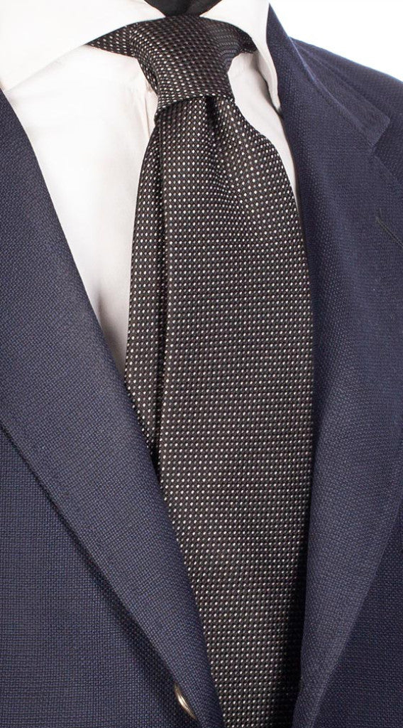 Cravatta Uomo per Cerimonia di Seta Nera Fantasia Bianca Grigia Made in Italy Graffeo Cravatte