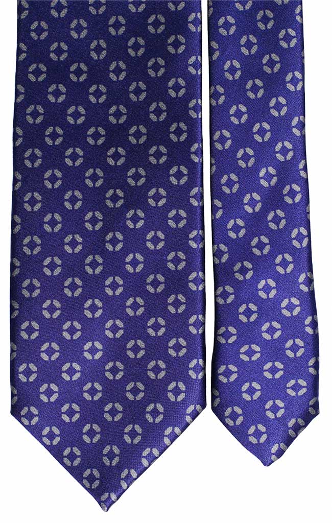 Cravatta Uomo per Cerimonia di Seta Stampa Blu Navy Fantasia Grigia Made in italy Graffeo Cravatte Pala