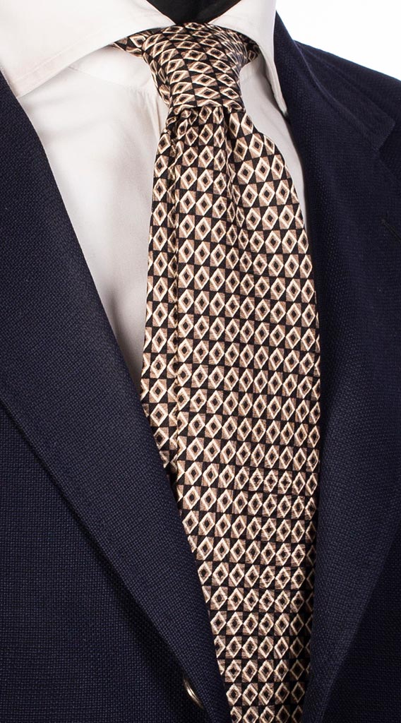 Cravatta Uomo per Cerimonia di Seta Stampa Grigio Chiaro Nero Grigio Antracite Made in Italy Graffeo Cravatte