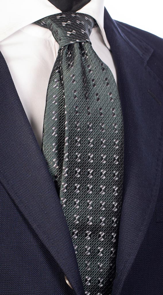 Cravatta Verde Fantasia Grigia e Verde Made in Italy Graffeo Cravatte