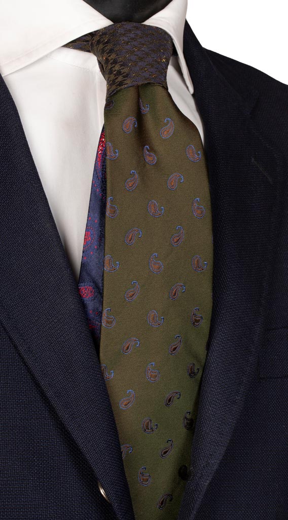 AUSCUFFLINKS Cravatta Skinny Paisley 100% Cotone – Lunghezza 143 Cm, Larghezza 6 Cm – Regalo Per Uomo