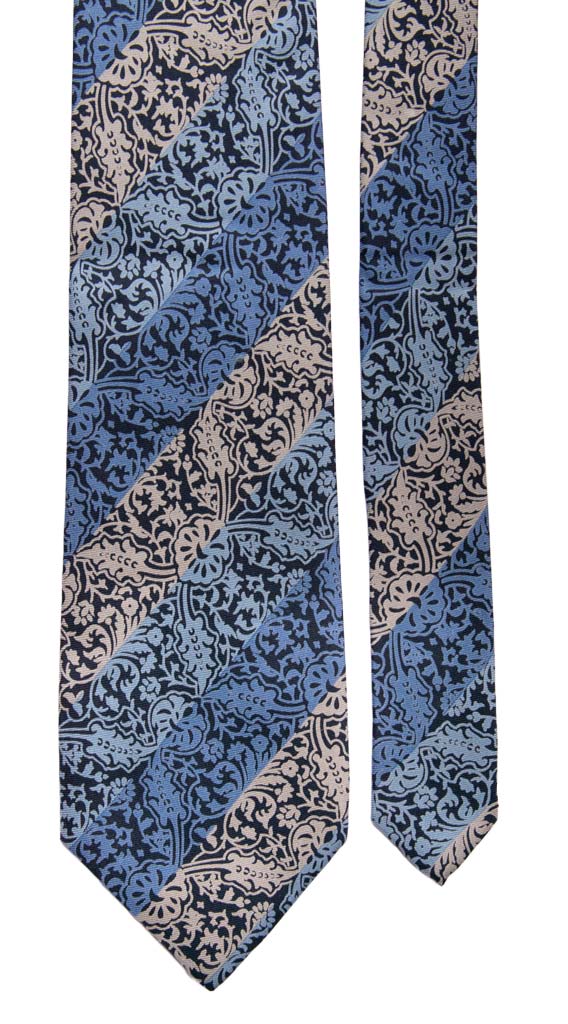 Cravatta Vintage Regimental in Twill di Seta Blu Fantasia Celeste Grigia Azzurra Made in Italy Graffeo Cravatte Pala