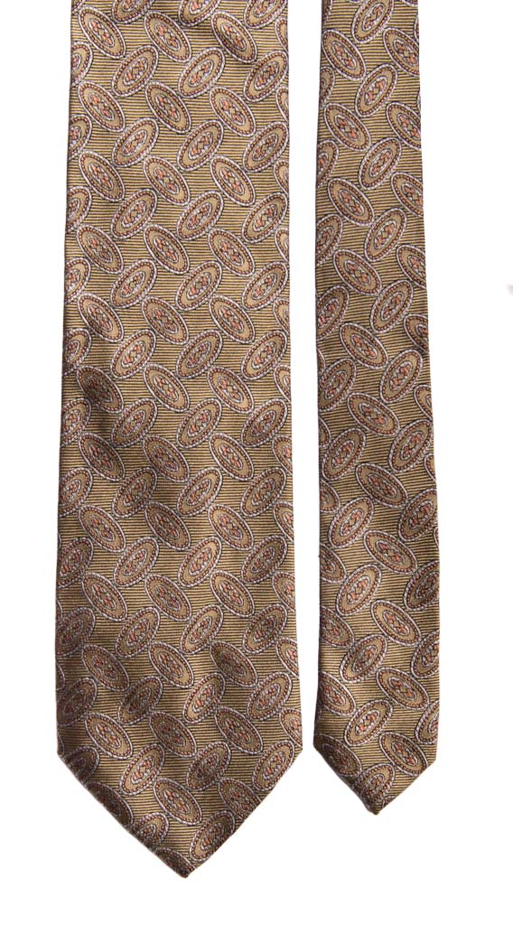 Cravatta Vintage di Seta Verde Oliva Fantasia Rosa Antico Grigia Made in Italy Graffeo Cravatte Pala