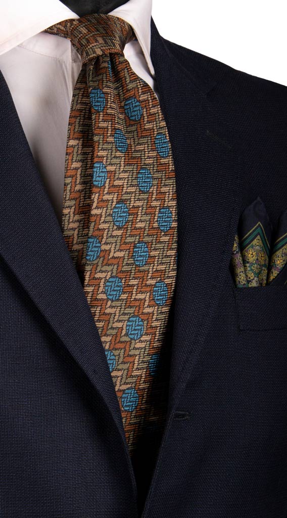 Cravatta Vintage in Saia di Seta Fantasia Multicolor Made in Italy Graffeo Cravatte