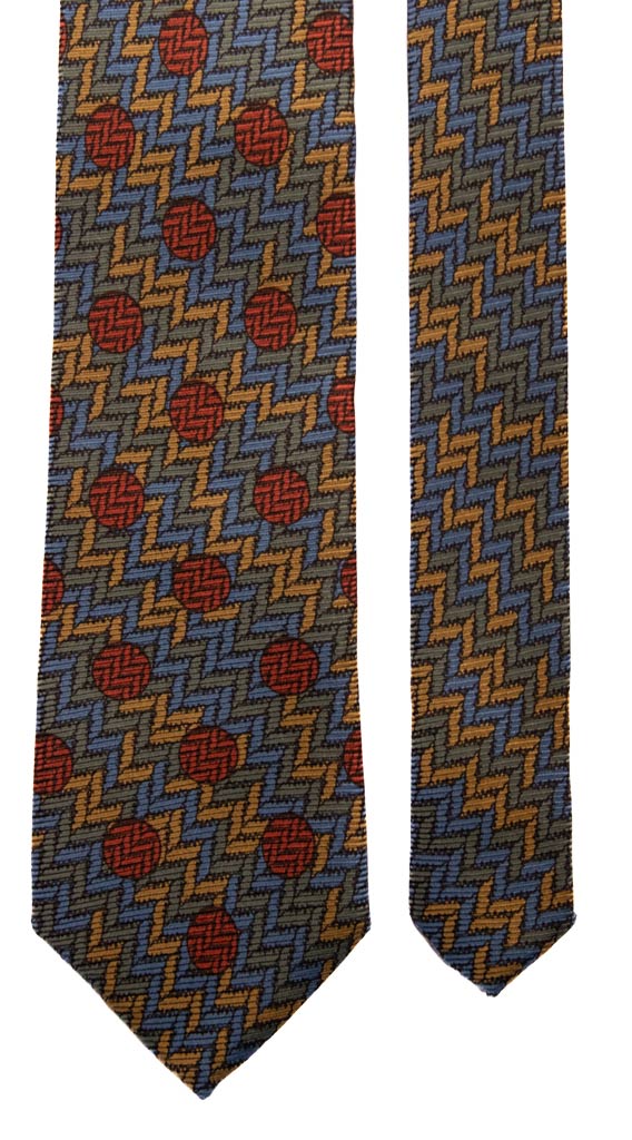 Cravatta Vintage in Saia di Seta Fantasia Multicolor Made in Italy graffeo Cravatte Pala