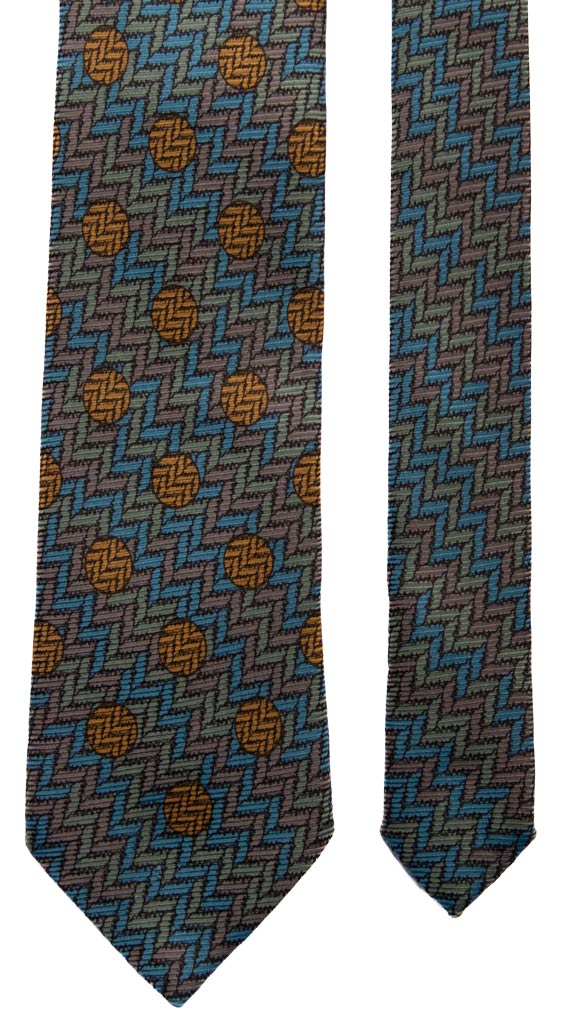 Cravatta Vintage in Saia di Seta Fantasia Multicolor Made in Italy Graffeo Cravatte Pala