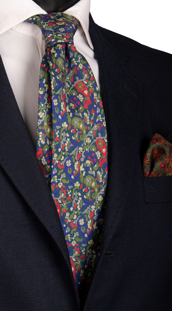Cravatta Vintage in Saia di Seta Ottanio Paisley Multicolor Made in Italy Graffeo Cravatte