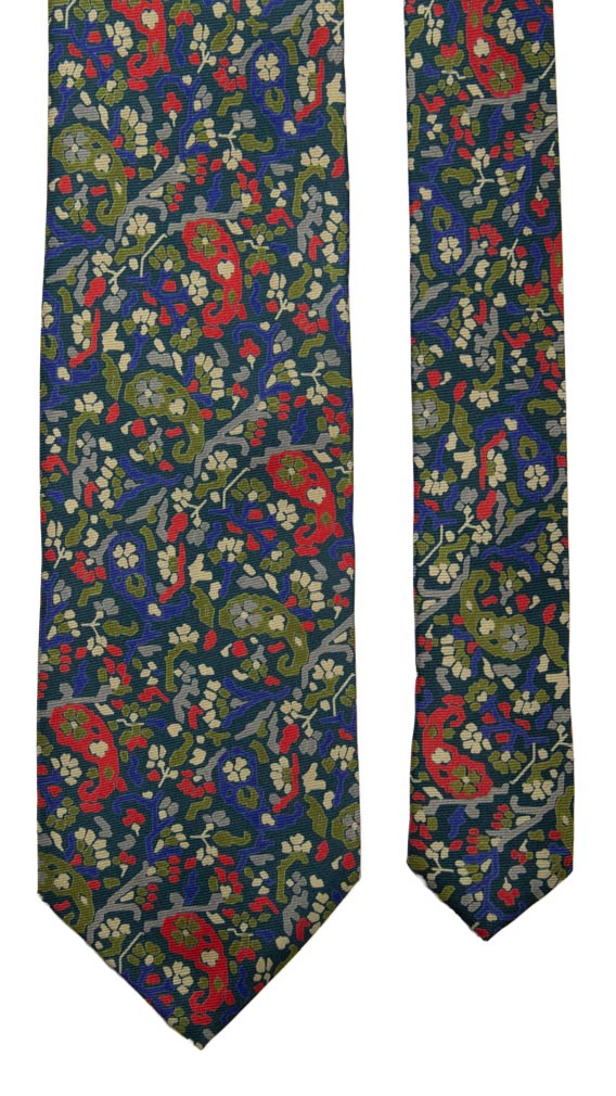 Cravatta Vintage in Saia di Seta Ottanio Paisley Multicolor Made in Italy Graffeo Cravatte Pala