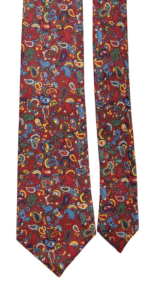 Cravatta Vintage in Twill di Seta Bordeaux Paisley Multicolor Made in Italy graffeo Cravatte Pala