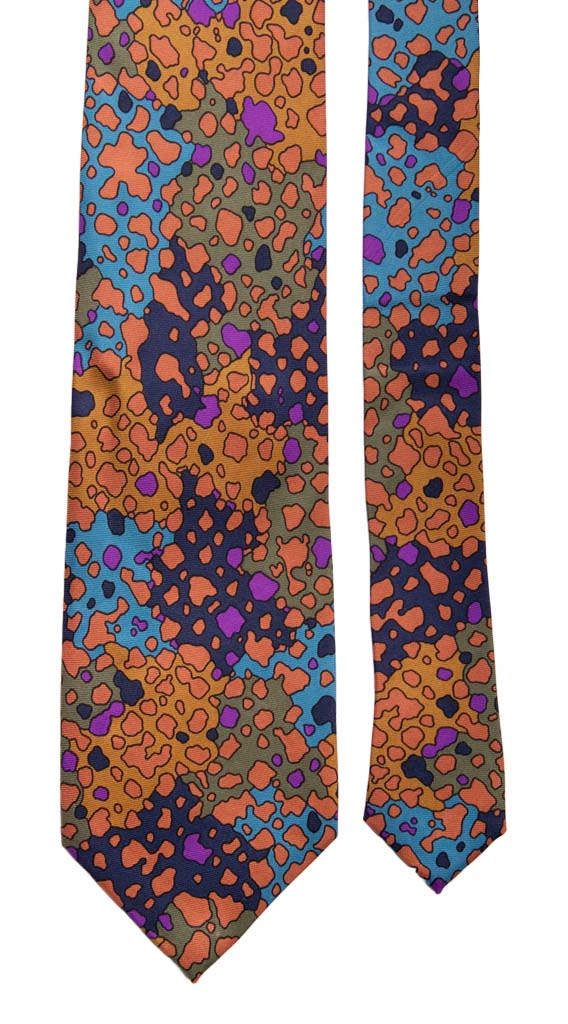 Cravatta Vintage in Twill di Seta Fantasia Maculata Multicolor Made in Italy Graffeo Cravatte Pala