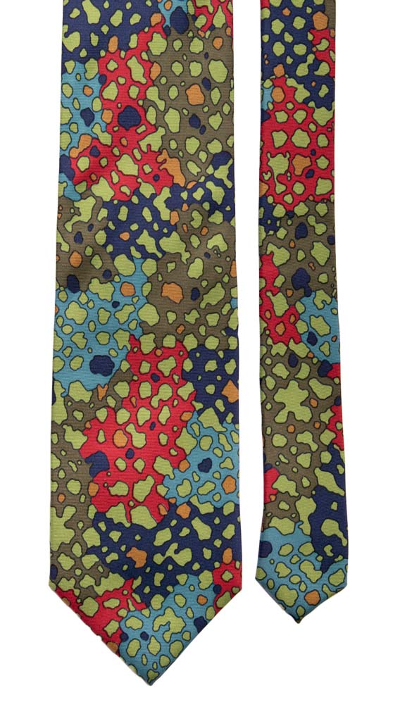 Cravatta Vintage in Twill di Seta Fantasia Maculata Multicolor Made in Italy Graffeo Cravatte Pala