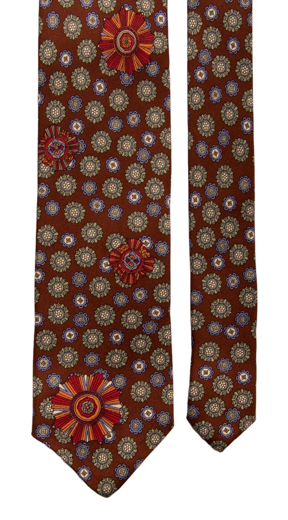 Cravatta Vintage in Twill di Seta Marrone Fantasia Multicolor Made in italy Graffeo Cravatte Pala