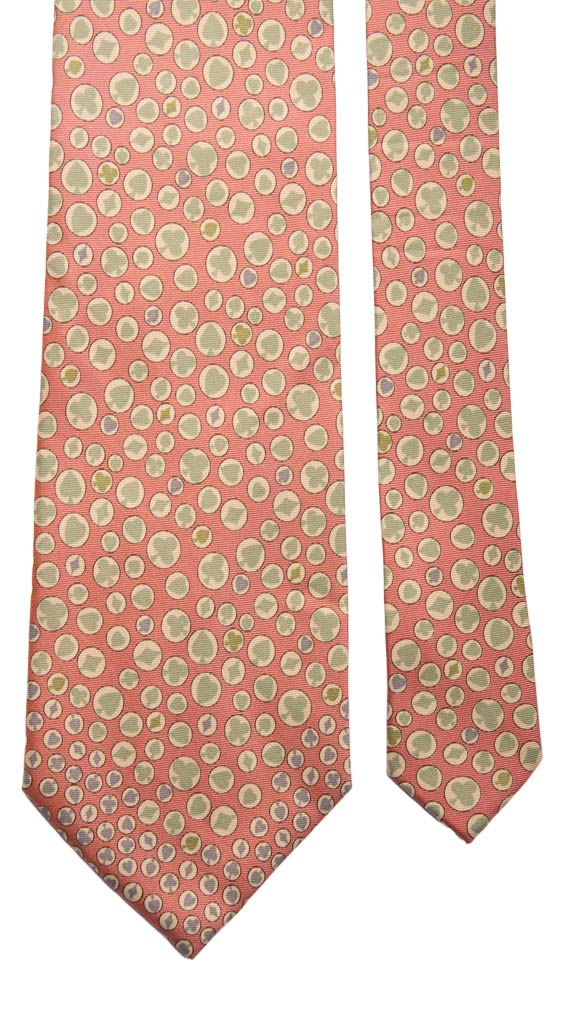 Cravatta Vintage in Twill di Seta Rosa Antico Fantasia Carte Da Poker Made in Italy Graffeo Cravatte Pala