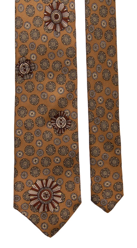 Cravatta Vintage in Twill di Seta Verde Oliva Fantasia Grigia Marrone Made in Italy Graffeo Cravatte Pala