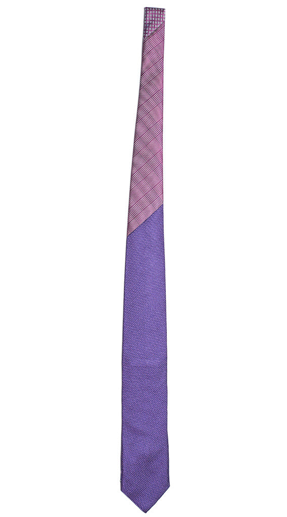 Cravatta Viola Fantasia Gialla Nodo in Contrasto Principe di Galles Viola Made in Italy Graffeo Cravatte Intera