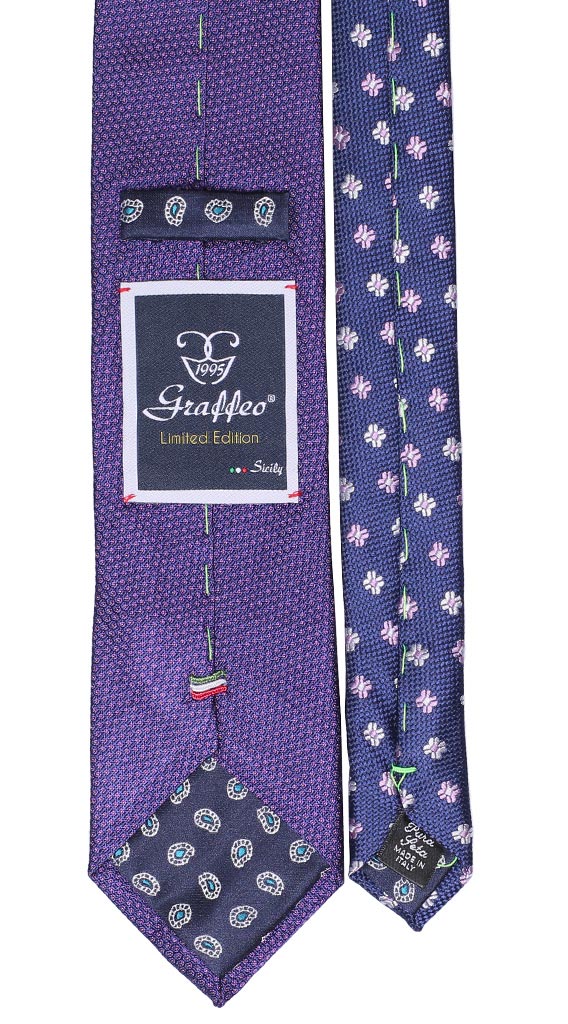 Cravatta Viola Fantasia Gialla Nodo in Contrasto Principe di Galles Viola Made in Italy Graffeo Cravatte Pala