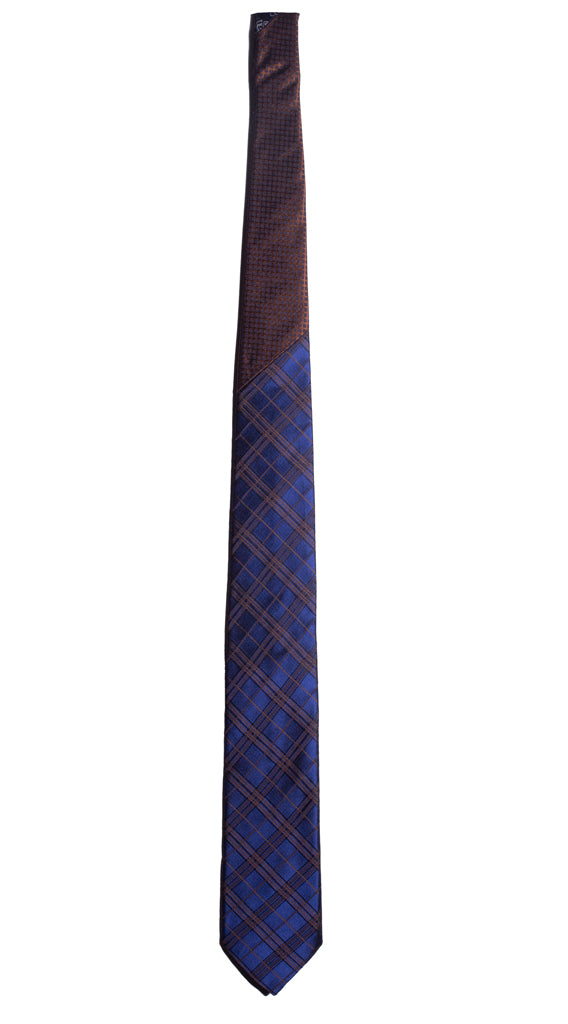 Cravatta Viola a Quadri Marrone Nodo in Contrasto Marrone Blu Made in Italy Graffeo Cravatte Intera