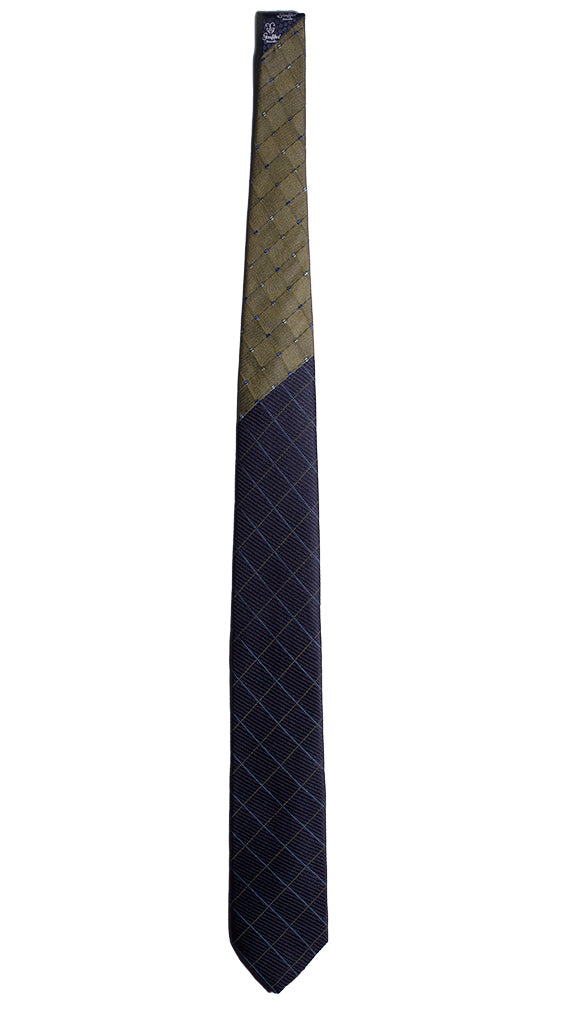 Cravatta a Quadri Blu Celeste Verde Nodo in Contrasto Verde a Quadri Made in italy Graffeo Cravatte Intera