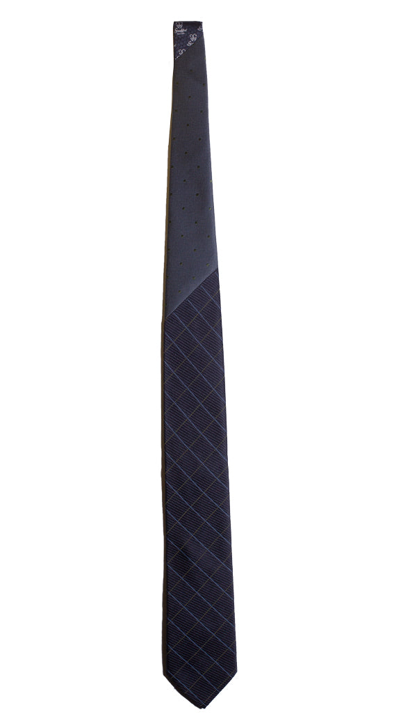 Cravatta a Quadri Blu Nodo in Contrasto Blu a Pois Made in Italy Graffeo Cravatte Intera